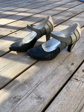 Tsubo BLK/GRY/WHT Leather Mary Janes, EU 36.5/ US 6.5